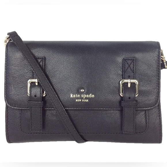 Kate Spade black leather Allen Street Neil crossbody messenger clutch bag - Picture 2 of 7